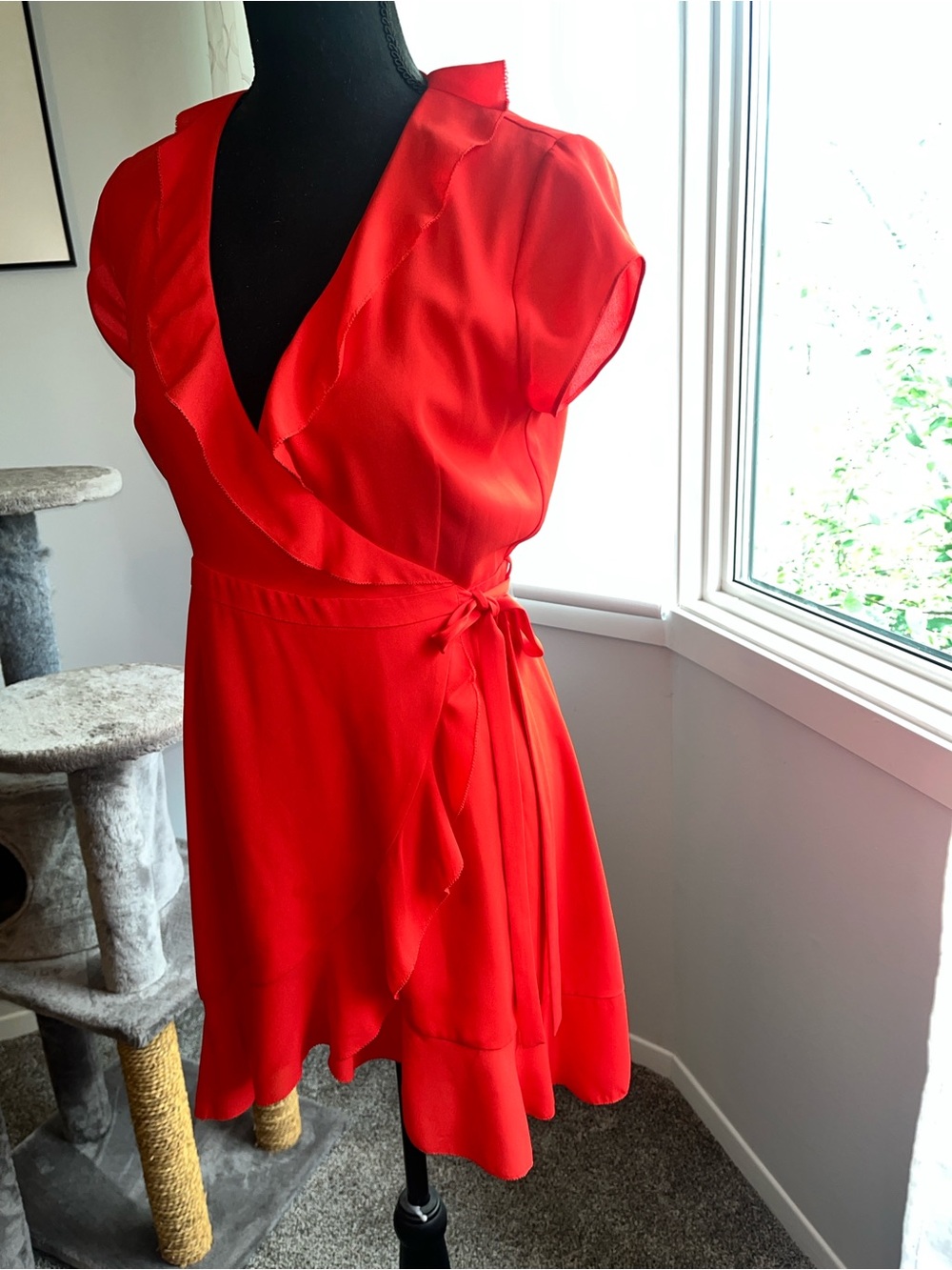 Sunday Best Red Ruffle Wrap Mini Dress - Picture 2 of 5